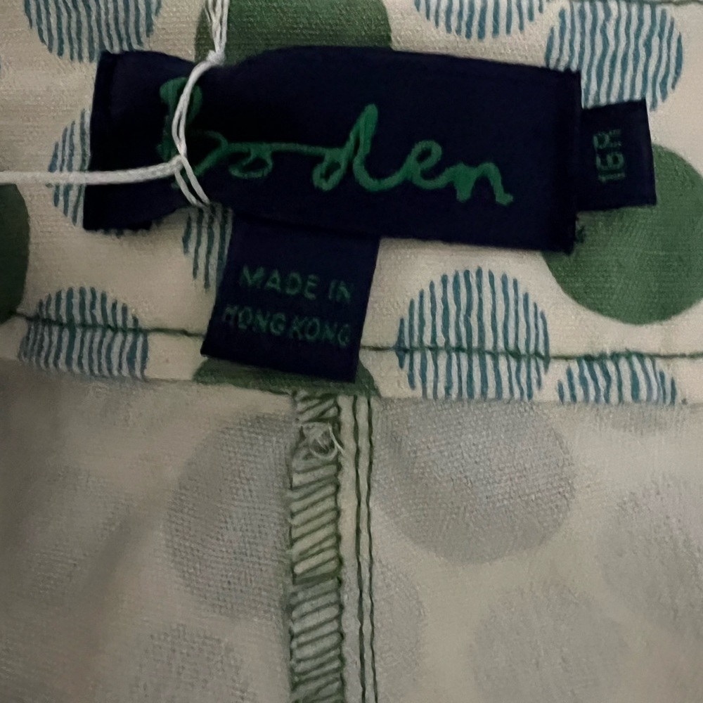 NWT Women’s Boden Green and Lght Blue Polka Dot Cropped Stretch Pants Size  16R - Picture 6 of 8